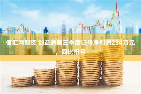 信汇网配资 创益通第三季度归母净利润234万元，同比扭亏